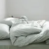 Japanskt garnfärgad tvättad bomull med fyra delar uppsättning gitter Pure sängkläder 1,5 m sängplåt dubbel täcke täckning