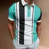 2021 heißer Vintage Patchwork drehen-unten Kragen Polo Shirts Herren Sommer Casual Kurzarm Zip-up Pullover Mode Polo-shirt Männer