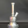 8.9 Inches Hookah Clear Thick Glass Metallic Bong Tobacco Smoking Water Pipe Beaker Tobacco Bubbler Smoke Pipes Bongs Bottles Dab Rig