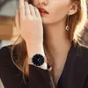 腕時計Frauen Uhr Moderne Mode Schwarz Quarzuhr Mesh Edelstahl Armband Premium Qualitatカジュアルアームバンドーファーウォッチ