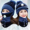 Basker 3st kvinnor vinter stickade hattar flickor beanie hat est cap scarf set varm skalle hals varmare med tjock fleece fodrad delm22