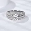 Anneaux Moissanite Rings blanc plaqué 925 Bague de bijoux en argent sterling pour le mariage