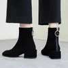 Women boots Cow suede ankle Boots 22245 cm length autumn and winter ladies boots femaleshoes Thick heel zipper booties 201102