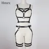 Riemen 2 -delige lederen harnas bondage goth punk faux bretels borst riemen vrouwen sexy body kooi kousenband