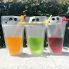 Plastic Drink Pouch Water Bottles Bags with Straws Zipper Disposable Drinking Container Party Tableware
