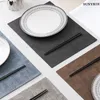 6/4pcs High-end Faux Leather Placemat Waterproof Oil Proof Heat Insulation Thick Soft and Easy to Clean Dining Table Decor Mats W220406