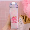 US WAREHOUSE 500ml Milk Carton Water Bottle Transparent Square High Capacity Cup Plastic Coffee Drink Mug Originality F0711