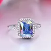 Wedding Rings Weddings/bride Colorful Large CZ Stone Jewelry 925 Stamp Charming Lady Nice Plata Party Ring Size 6-10 Anillos MujerWedding