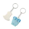 Kleidung Schlüsselanhänger Rosa Mädchen und blauer Junge Schlüsselanhänger Babypartybevorzugung Schlüsselanhänger Geschenkbox Verpackung