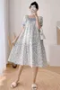 Pregnancy Clothes New Summer Fashion Flowers Printing Cute Maternity Dresses Puff Sleeves Square Collar Pregnant Women Dress J220628