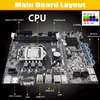 マザーボード-ETH-B75マイニングマザーボードLGA1155 8 GPU PCI-E 1x 16XランダムCPU 6PINからデュアル8pinケーブルSATA DDR3 4GB 1333MHzランモザーボード