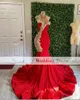 Vestidos de baile de sereia vermelha brilhantes 2022 Apliques de pescoço de halter vestido de festa formal plus size gala vestidos de noite