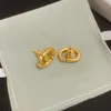 Högkvalitativ vintage enkel unik liten logotyp Stud Dangle Letter Diamond Drop Earrings Girl Women Men Boy Gold Brass Love Wedding Charm S925 Silver Pin Needle Earring