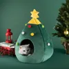 Christmas Tree Cat House Dog Bed Cozy Tent Cave Washable Mat Warm Soft Winter Pet Supplies 220323