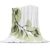 Blankets Green Leaves Branches Simple Throw Blanket For Sofa Christmas Decoration Bedspread Portable Microfiber Flannel