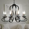 Pendant Lamps Nordic American Coutry Style Modern Candle Chandelier Lighting Fixtures Vintage White/black Wrought Iron Home E14Pendant
