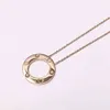 Colares de amor Pingente de anel redondo duplo pingente de colar jóias de moda feminino Gold rosa e imitação retro de prata Rodium h220409