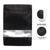 Resealable Mylar Bags With Window Black Aluminium Self seal Bag Smell Proof Kitchen Storage Clear Packaging Bag LX4714