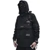 Techwear Jacka för män Spring Streetwear Black Hooded Vattentät Windbreaker 220406