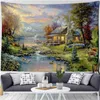 City Night Wall Carpet Christmas Joy Holiday Oil Paint Illustration Art Hanging Room Home Decor J220804