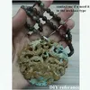 Pendant Necklaces 1pcs Chinese Old Natural Jade Hand-carved Statue Traditional Ancient Vintage Pattern Charm DIY Necklace Gift Daily JewelPe