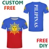 Philippines imprimer nom t-shirt bricolage drapeau de la nation philippine république jersey sports extrêmes respirant séchage rapide 220614