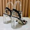 Женщины плюс размер один слово с сказочным стилем моды Stiletto Sandals Модель стразам тонкие ремешки высокие каблуки квадрат ноги