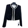코트 2022 스프링 새로운 패션 작은 향수 유명인 흑백 색상 대비 기질 얇은 짧은 코트