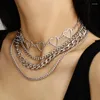 Choker Chokers Hip Hop Multi-Layer Chain Necklace Set Heart Goth Jewelry Collier Femme Friends Collares 2022 Drop