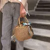 Borse per la spesa Borsa semplice per intrecciare la paglia per le donne Borse in rattan con coulisse Borsa per le vacanze al mare Borsa per le donne Boemia Borse portatili 220412