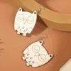 Bohemian Summer Wood Owl Dangle örhängen Kvinnor Söta djurörhängen Fashion Jewelry