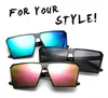 Óculos de Sol 2022 Masculino Oversize Quadrado Feminino Moda Flat Top Gradiente Óculos de Sol Sem Aro Armação Grande Oculos Zonnebril Dames