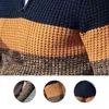 Осенние мужчины свитера зимний свитер Джампер с длинными рукавами v шея цветовой блок вязаный свитер L220730