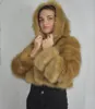 Päls faux och jackor kvinnor fluffiga topprock med huva långärmad naturfärg vinterrockar manteau femme designer womean kläder