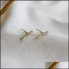 Stud Earrings Jewelry 100% 925 Sterling Sier Small Bar Zircon For Women Girls Kids Piercing Orecchini Aros Aretes Yme262 Drop Delivery 2021