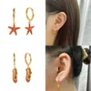 Hoop & Huggie Pendientes Brincos Colorful Enamel Orange Starfish Earring For Women Dripping Oil Star Charms Earrings Wedding JewelryHoop Kir