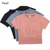 Peeli Short Sleeve Gym Sports Shirt 여성 요가 요가 최고 피트니스 크롭 스포츠 러닝 활동적인 착용 가능한 운동 티셔츠 220514