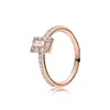 NUOVO Sparkling Square Halo Ring Oro rosa 925 Sterling Silver logo Clear CZ Women Wedding Jewelry Cofanetto originale per anelli Pandora