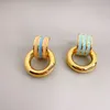 Candy Color Enamel Studs Mulheres Ouro Círculo Charme Brincos 18k Capa De Ouro Bronze