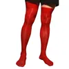 Men's Socks Mens Stretchy Glossy Thin Shiny Stockings Lingerie Sheer Thigh High Erotic Sexy Sock Hosiery See-through