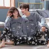 Fleece Couple Pyjamas Winter Warm Pijamas Women Men Sleepwear Pajamas For Pyjama Femme Pajama Set Sexy Lingerie Nightwear 220329