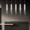 Modern lamps long stair chandelier chrome led chain home decor lights silver tassel cristal dining room suspension wire hanging light