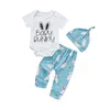 Clothing Sets CitgeeSummer Easter Infant Baby Girls Boys Romper Suit Letter Short Sleeve Snaps Printed Pants Hat Clothes Set