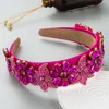 Fashion Women Hoofdband Shining Flower Rhinestone Haarband brede zijdehoofddeksels Volwassen haaraccessoires