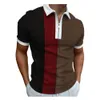 Summer Stripe Splicing Print Golf Polos T-shirt för män Slim Fit Zipper Lapel Kort ärm Casual Fitting Polos Tshirts PLS-88