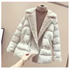 Édition Han de la veste en coton matelassé en laine d'agneau longue femme en coton hiver veste matelassée en coton avec manteau épais ins 201027