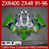 Fairings Kit For KAWASAKI NINJA ZX4R 400CC ZXR-400 1991 1992 1993 94 95 96 Bodywork 138No.90 ZXR 400 CC ZX-4R ZX 4R Cowling ZXR400 91 92 93 1994 1995 1996 Green red Body