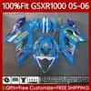 OEM Rizla Blue Bodys Kit para Suzuki GSX-R1000 GSXR 1000 CC K5 05-06 Bodywork 122No.06 1000CC GSXR-1000 GSXR1000 05 06 GSX R1000 2005 2006 Injeção Molde Moto Fairing