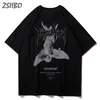 Harajuku arte caído anjo oversize mens camiseta verão legal unisex hip hop engraçado impresso tshirt casual t camisa streetwear topos 220621