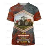 Anpassat namn Excavator Tractor Famer Art 3D Tryckt högkvalitativ t-shirt Summer Round Neck Men Female Top-8 220619